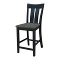 International Concepts Ava Solid Wood Counter Height Bar Stool - 24" Seat Height - Coal S75-132